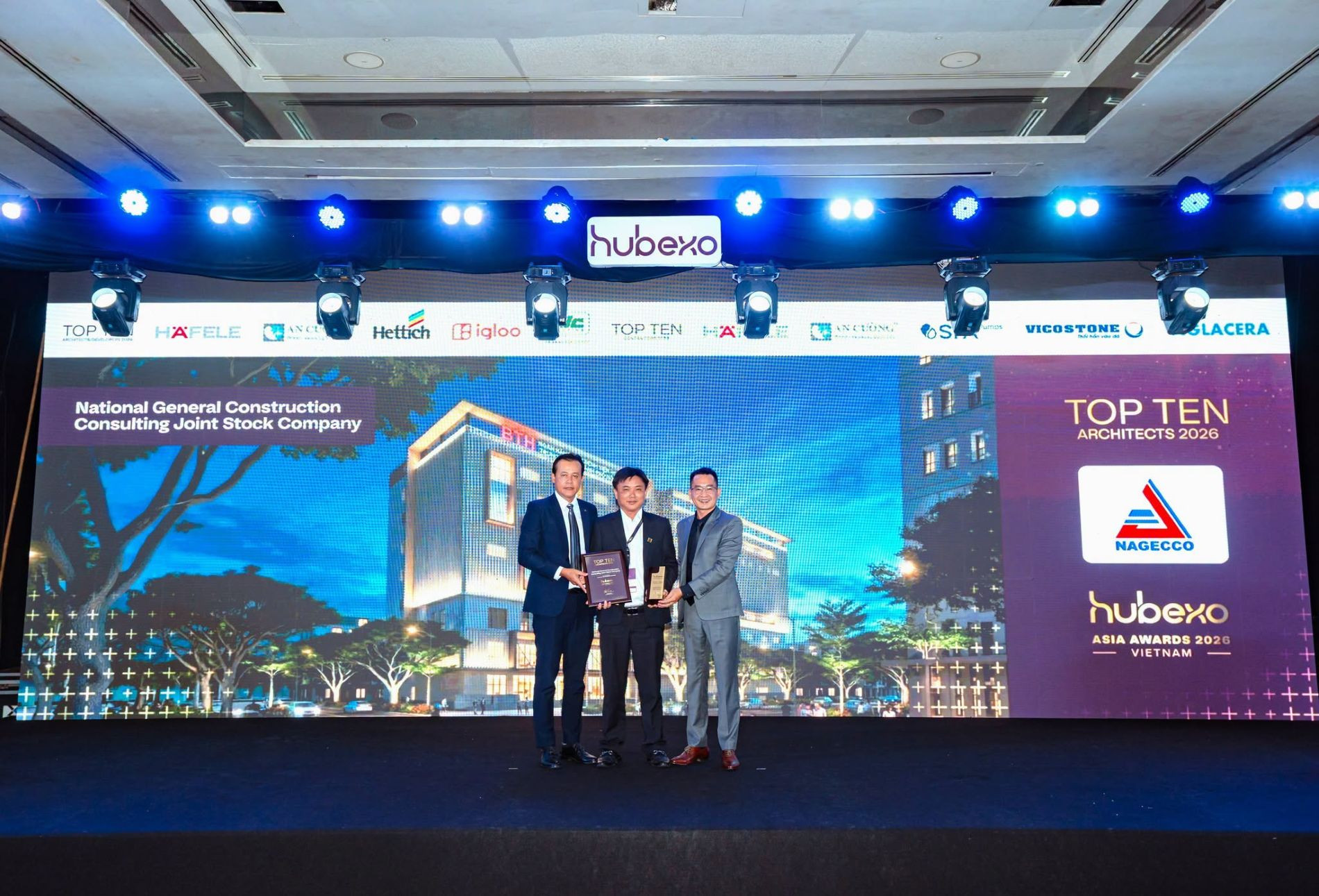 NAGECCO HAI NĂM LIÊN TIẾP ĐƯỢC VINH DANH TRONG “TOP TEN ARCHITECTS” TẠI HUBEXO ASIA AWARDS 2026